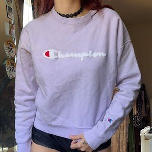 lilac/ lavender Champion reverse weave crew neck sweatshirt